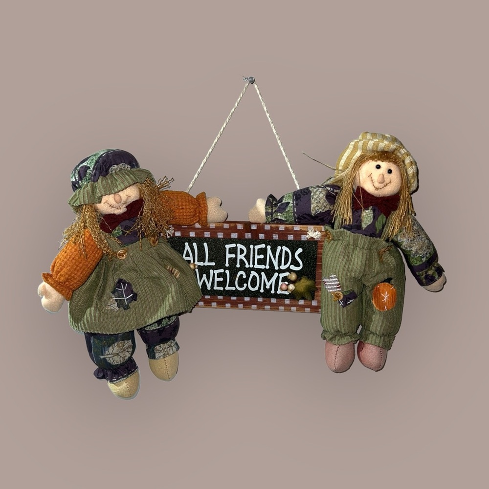 Charming Fall Welcome: All Friends Doll Sign